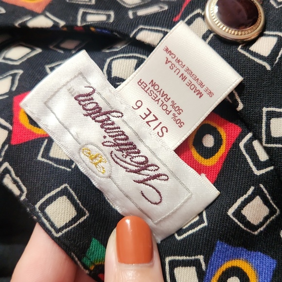 RARE!! Vintage 80's Funky Print Matching Midi Maxi Skirt & Button Up Blouse Set - Picture 5 of 17